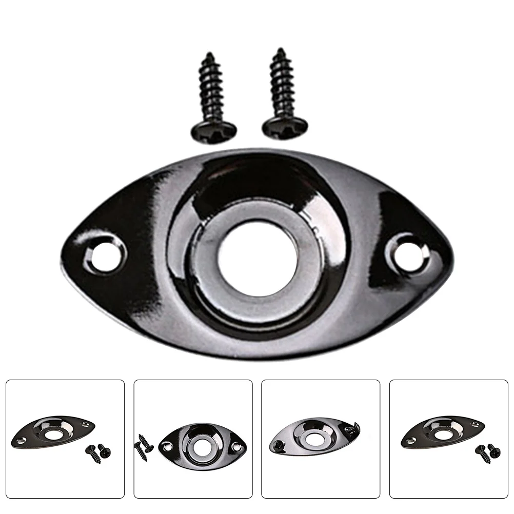 

1 Set Of Black Socket Electric Guitar Jack Plates Replacement Metal Pickup Jack Plates For Guitar Input Output Sturdy Smooth