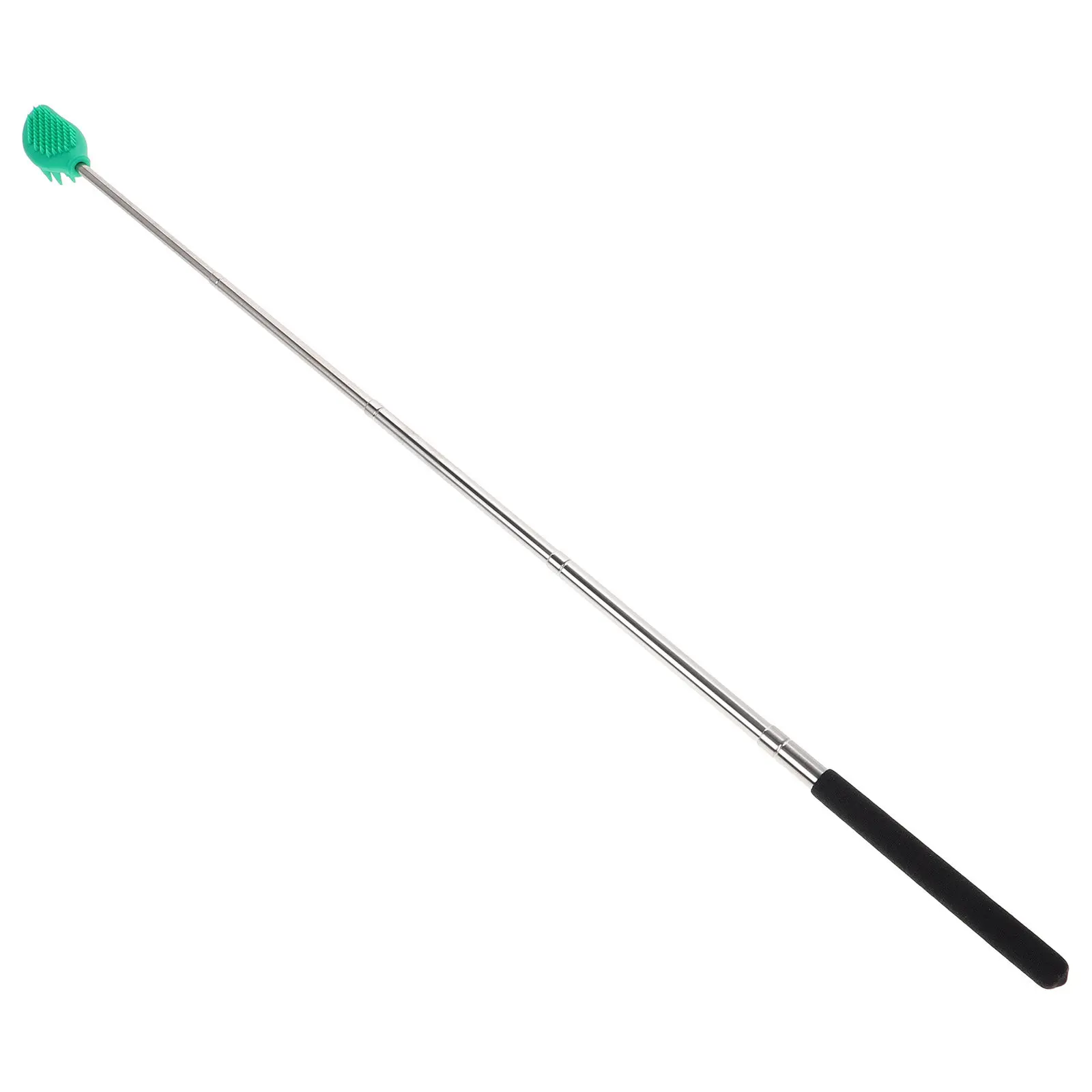 Retractable Extendable Back Scratcher Stainless Steel Handle Silicone Head for Body Exfoliation Scalp Massaging Hand Back