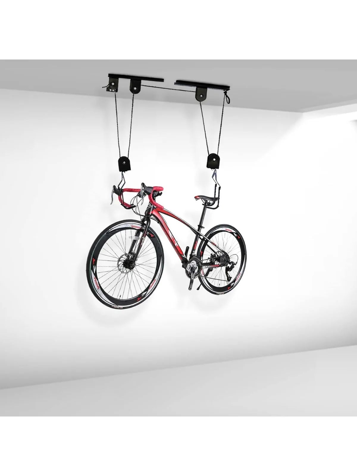 

Велосипедная подъемная система шкивов для потолочного крепления для хранения велосипедов для гаража Вешалки для велосипеда для хранения в гараже для экономии места Простота установки