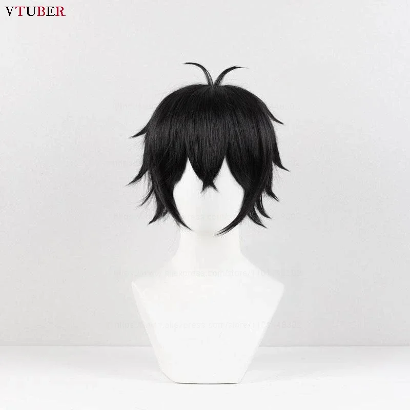 جو توغامي جو شعر مستعار تأثيري قواطع الرياح قصيرة سوداء مضفر مقاومة للحرارة الاصطناعية الشعر أنيمي شعر مستعار تأثيري s + غطاء شعر مستعار