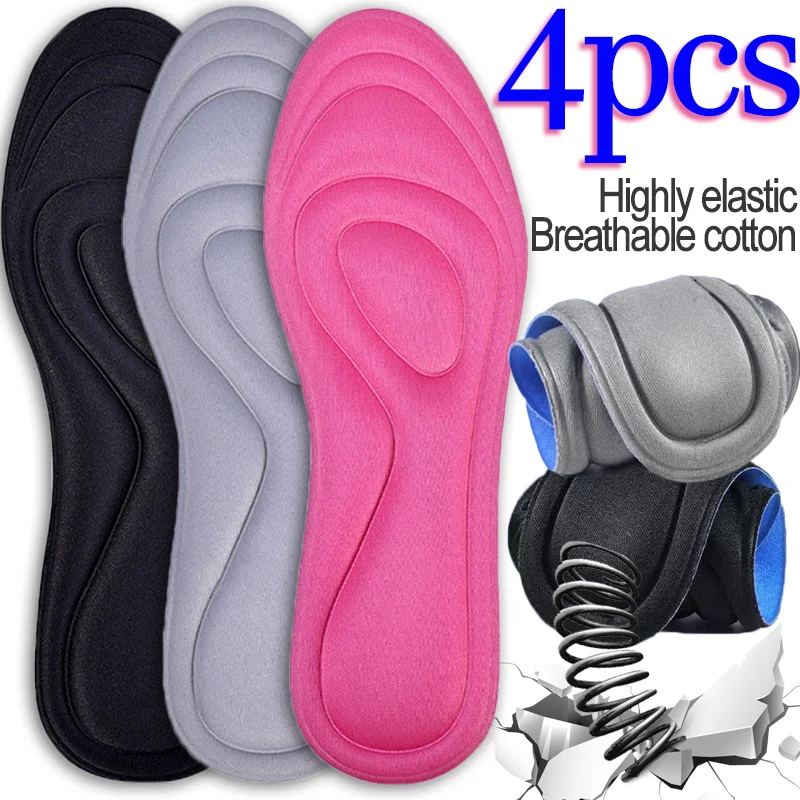 

2/4pcs 5D Memory Foam Insole Men Women High Elastic Sports Insoles Breathable Cotton Outdoor Running Shoes Pads Shoe Accessories