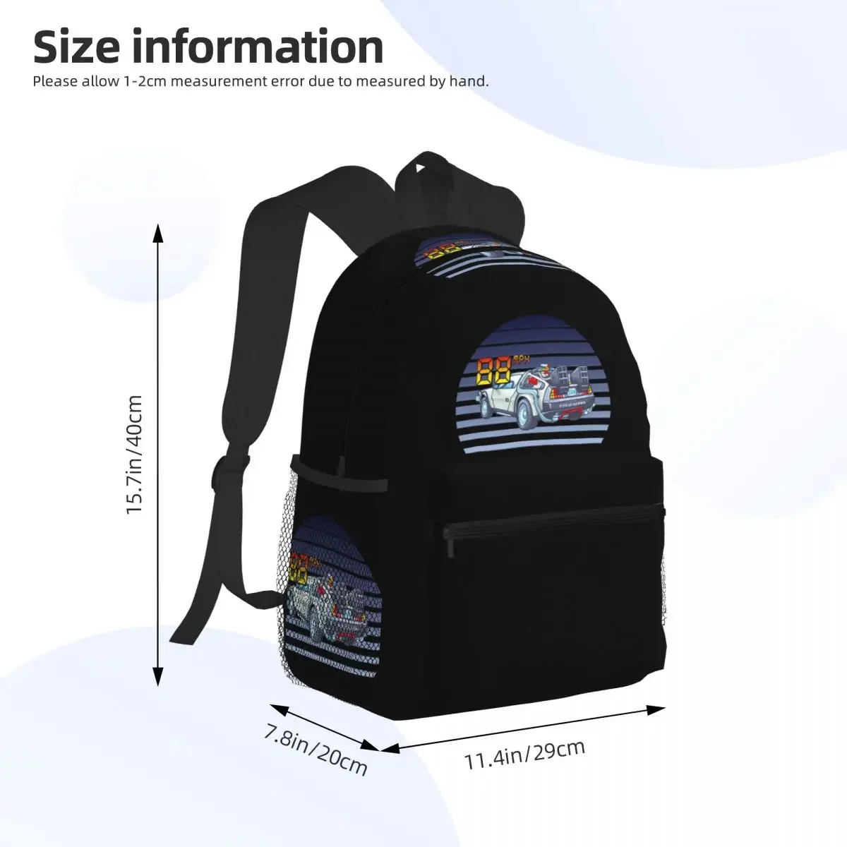 DeLorean Back To The Future Student Backpack School Bag Hiking Travel Daypack for Men Women Fashion Bookbag Shoulder Bags