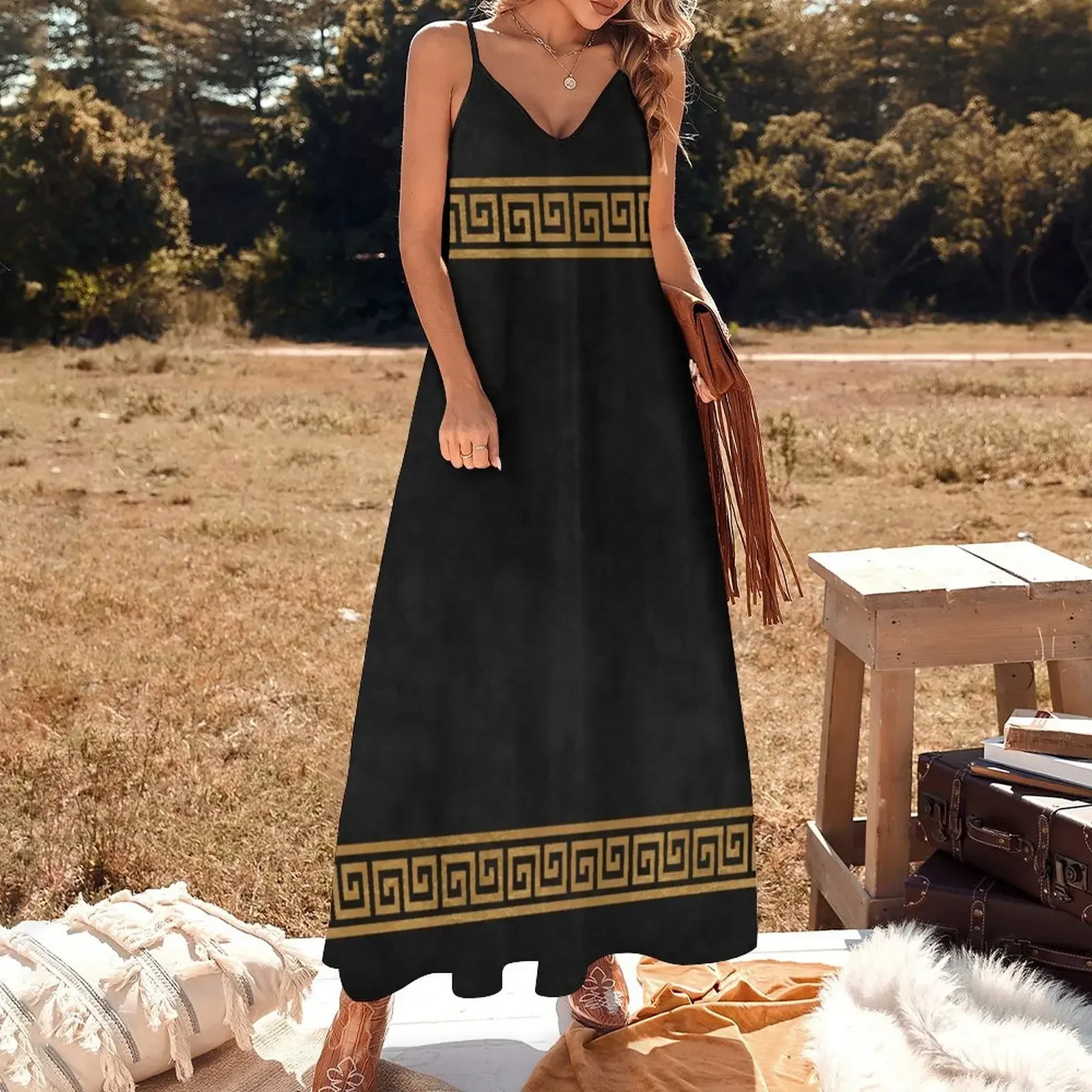 Great Greek Pattern Sleeveless Dress Dress women dress summer for women summer Clothing female