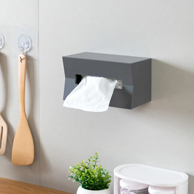 Creative perforation-free kitchen cardboard box wall-mounted toilet tissue box Napkin box Nordic ins traceless