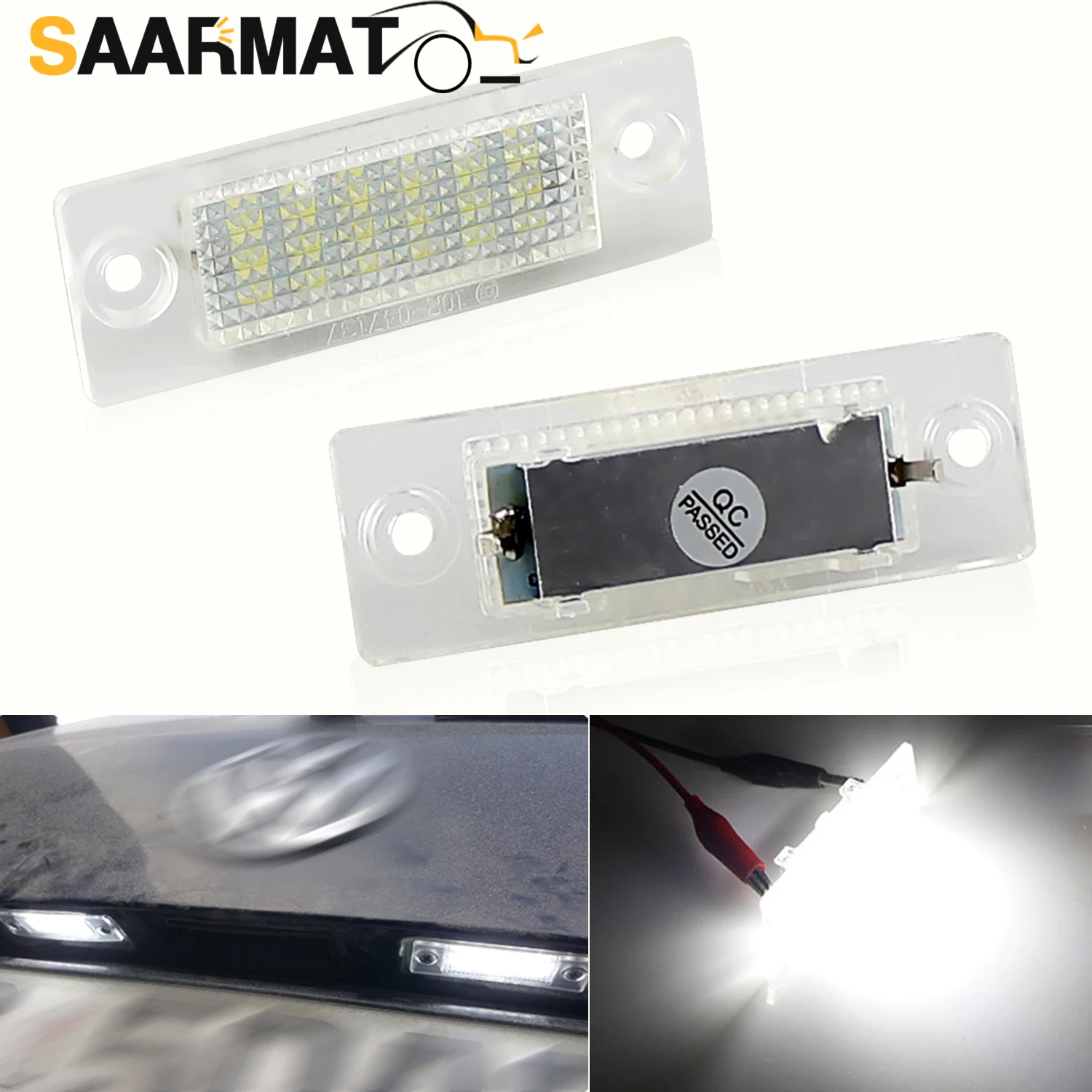 2PCS LED Car License Number Plate Lights White Lamp No Error For VW Touran Golf Caddy Jetta MK5 T5 Passat Cimousint SKODA Superb