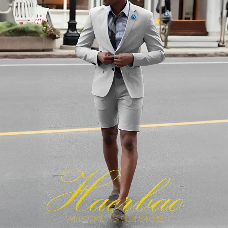 Formal Summer Men Suit 2 Piece Blazer Shorts Set Slim fit Jacket Pants Set Wedding Tuxedo for Men Suits