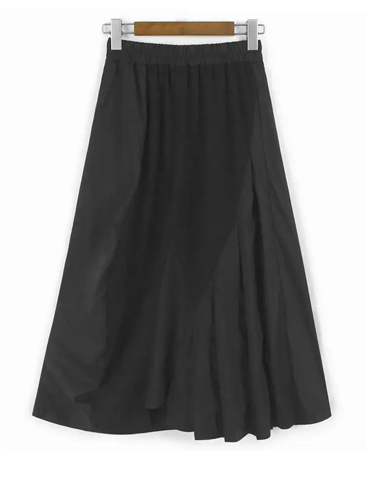 

Черная плиссированная юбка трапециевидной формы с высокой эластичной резинкой на талии и карманами, женская модная новинка весны и осени