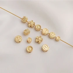 10PCS 14K Gold Plated Sunflower Pumpkin Daisy Flower Bead Sapcers for DIY Bracelet Jewelry Making Supply Gold Flower Beads