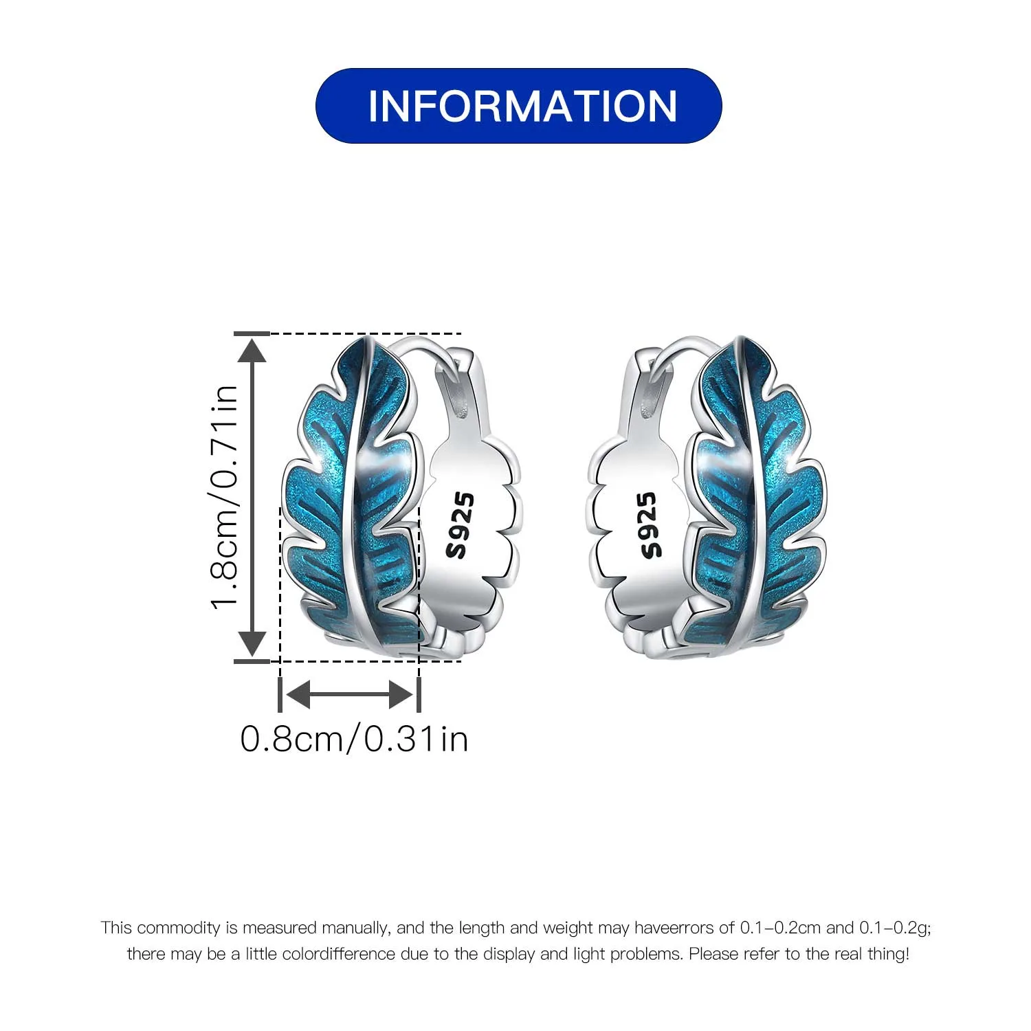 Orecchini in argento sterling 925 con piume blu squisite Gioielli Orecchini a cerchio versatili per gioielli da donna Regali raffinati per feste di compleanno