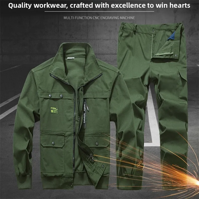 

Утепленный рабочий костюм из чистого хлопка для мужчин, устойчивый к сварочным работам и высоким температурам, для весны и зимы, молодежная рабочая одежда