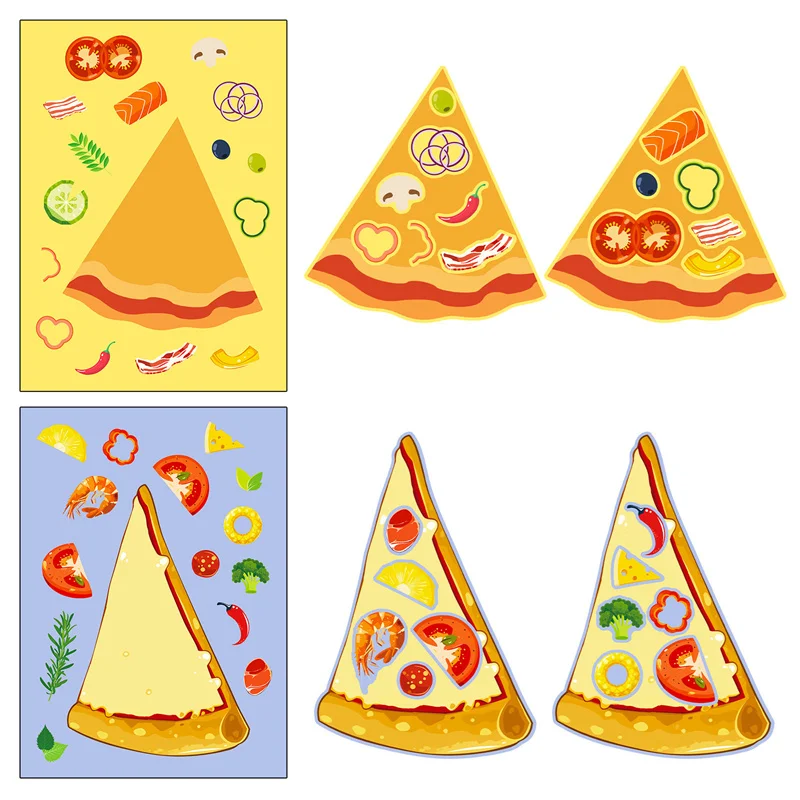 Pegatinas de Pizza DIY para niños, juguetes clásicos, haga su propia Pizza, se aferra, pegatinas de rompecabezas, manualidades de decoración para