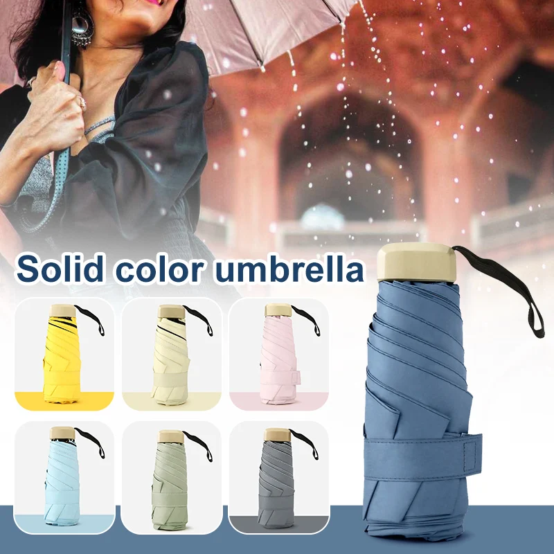 Ultra-light Sun Umbrella Female UV-proof Sunshade Black Glue Sunny And Rainy Five-folding Parasol Gift Mini Pocket Umbrella