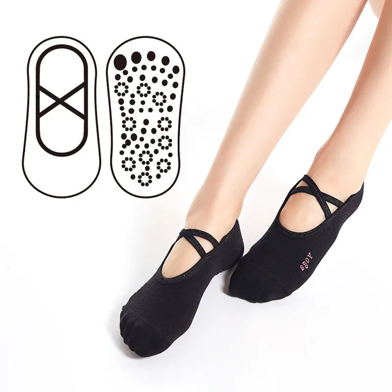 

Women Non-slip Yoga Socks Grips&Straps Sport Socks for Ballet Pilates Fitness Gym Sports Bandage Dance Socks