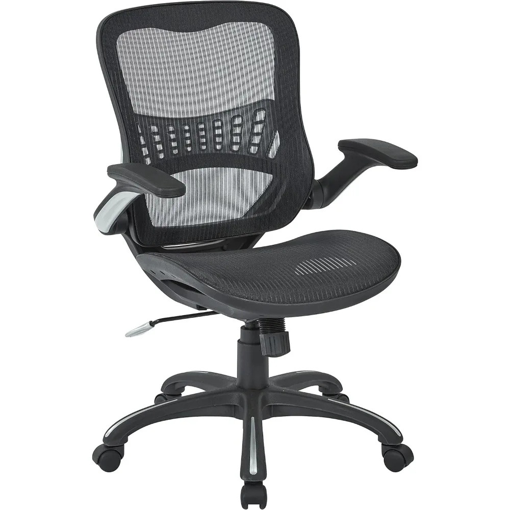 

Office Star Riley Ventilated Manager's Office Desk Chair with Breathable Mesh Seat and Back, Black Base with Black