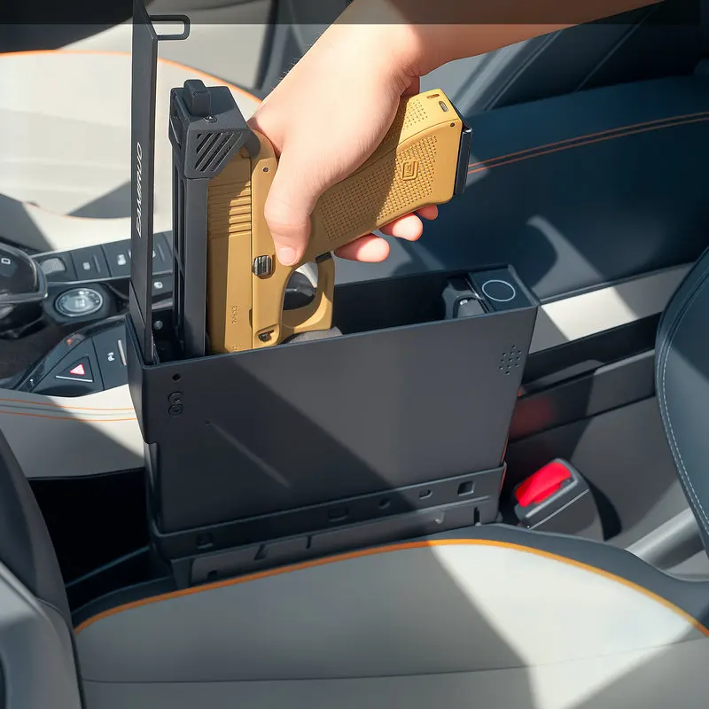 Multi-Scene Biometric Handgun Safe - Auto Sliding Door with 3-Way Access for Car, Bedside & Truck Drawer