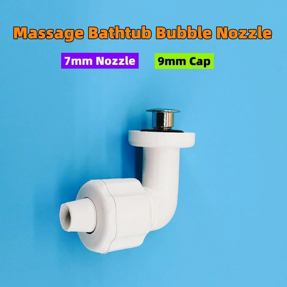 Boquilla de burbuja para bañera de masaje de 7mm, cubierta de acero inoxidable de 9mm, boquilla de chorro de aire para bañera, tapa de acero, boquilla de chorro para bañera de baño con cuerpo de PVC