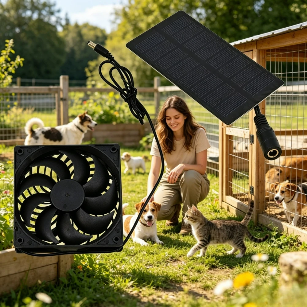 12cm Ventilation Solar Exhaust Fan Waterproof Solar Panel Powered Fan for Outdoor Chicken Coop Greenhouse Pet Shed RV Camper Air