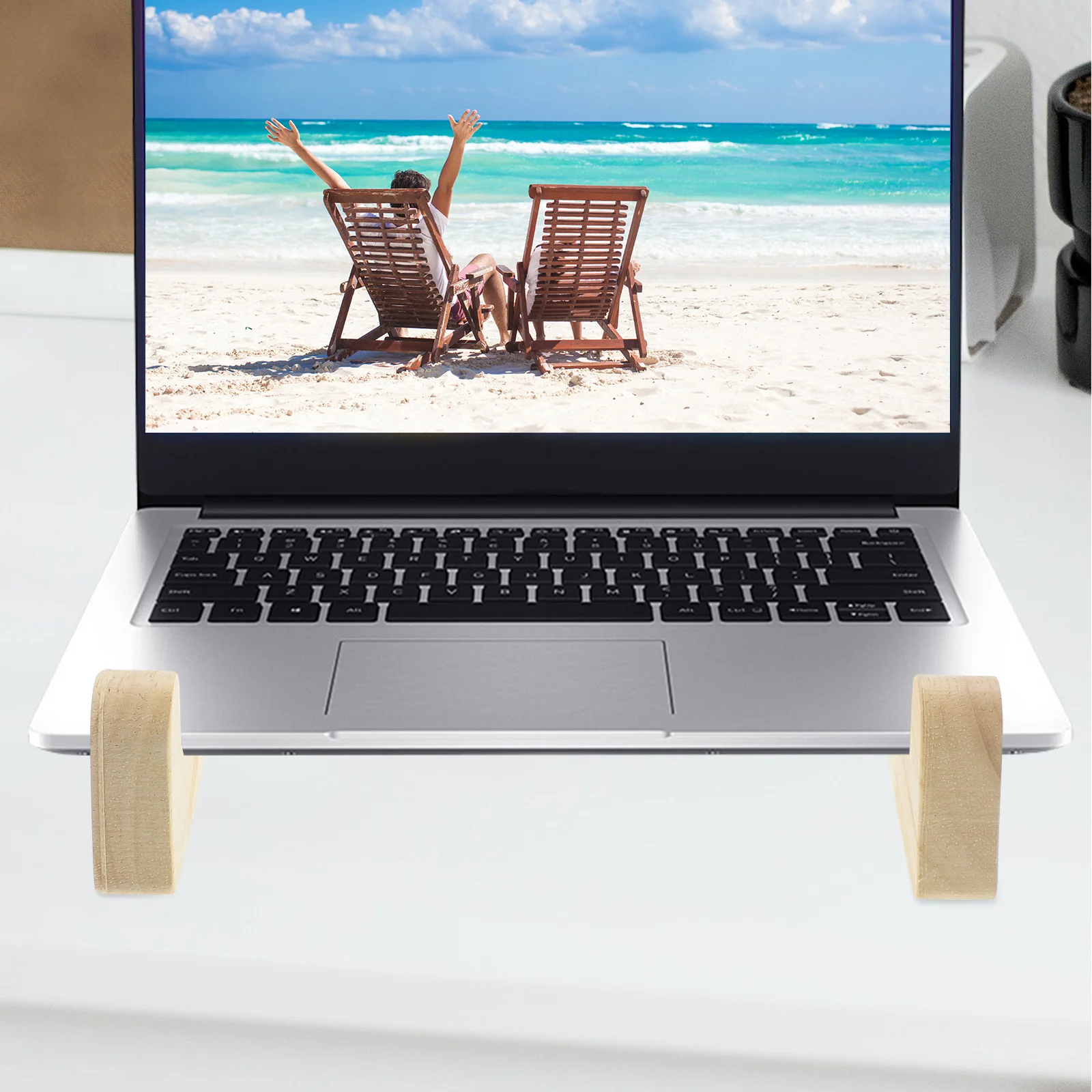 2 Pcs Computer Bracket Wooden Laptop Stand Table Notebook for Desk Holder Mount