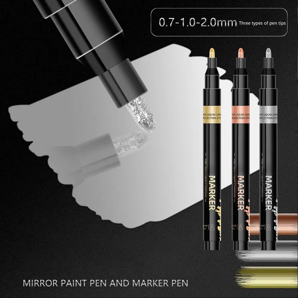 

1pcs Plated Mirror Markers Gold Silver Permanent Reflective Paint Pen For Resin Supplies, Metal Model, Glass, Plastic Painting