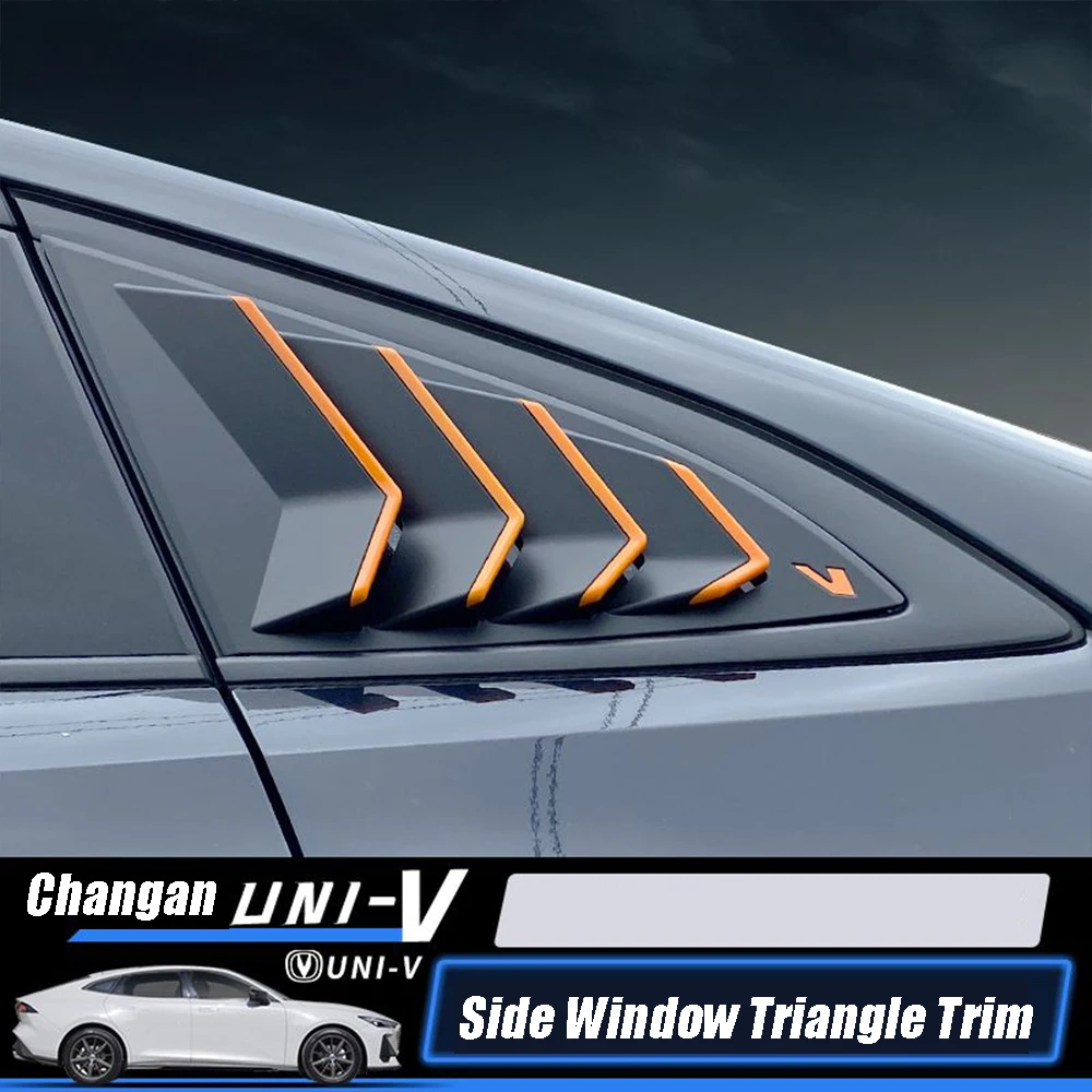 For Changan UNIV UNI-V 2022-2024 Accessories Car Rear Spoiler Wing Side Window Triangle Shutters Trim Louver Cover Carbon Trim