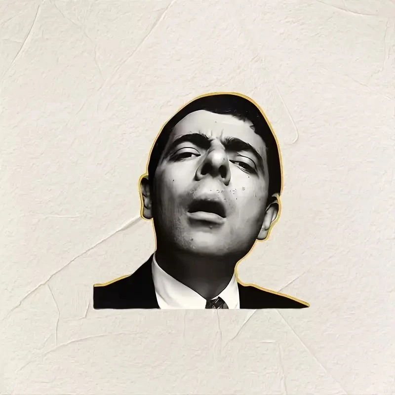 ملصق كوميدي عاكس للضوء من Mr. Bean - ملصق PVC مبتكر للسيارة والدراجات النارية والخوذة | أسود وذهبي، ذاتي اللصق، #5