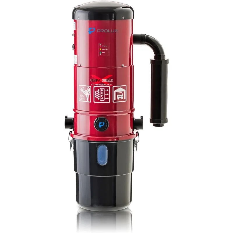 Prolux CV12000 Red Central Vacuum Cleaner Unit System Electric Hose Power Nozzle Kit 25 Year Warranty and HEPA Filtation System