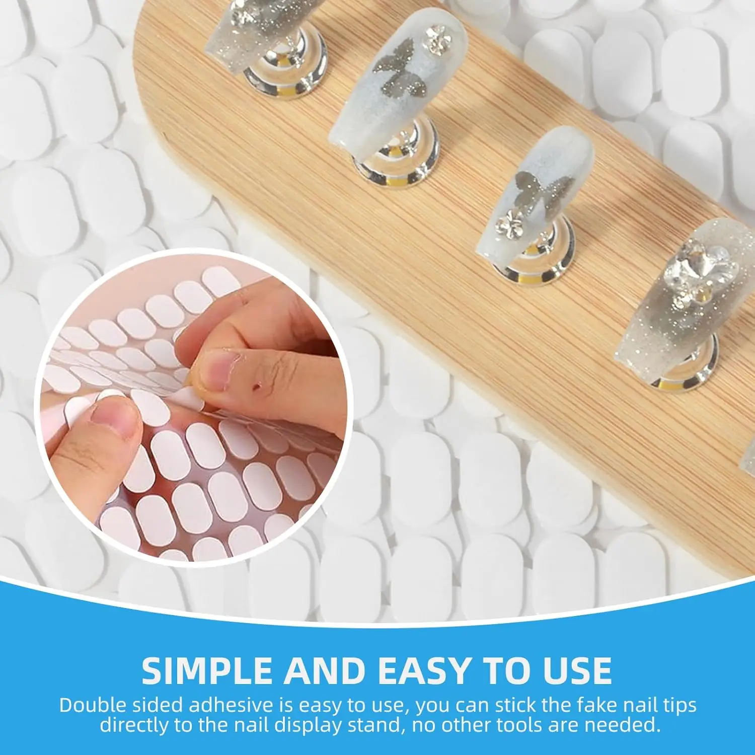 YIKOOLIN – présentoir transparent pour Nail Art, ruban adhésif Double face pour la pratique de l'art et la conception, présentoir pour ongles transparent