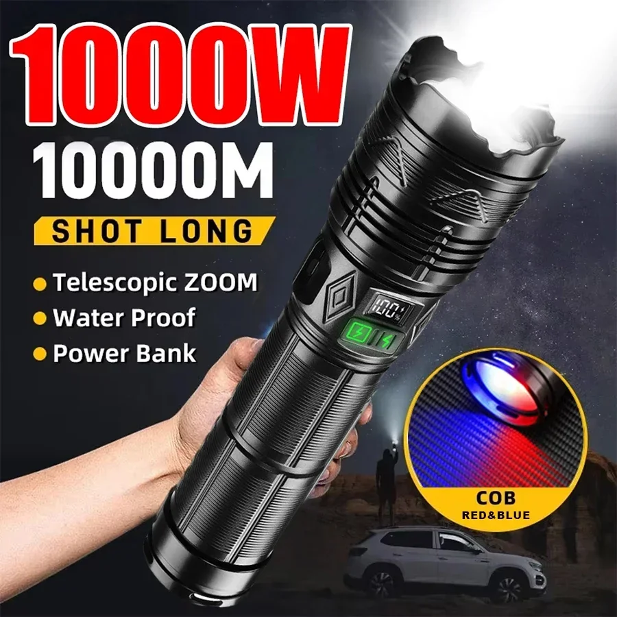 Super Bright LED Flashlight High-power Rechargeable Tactical Telescopic Zoom Torch Flashlight Outdoor Camping Fishing Lantern