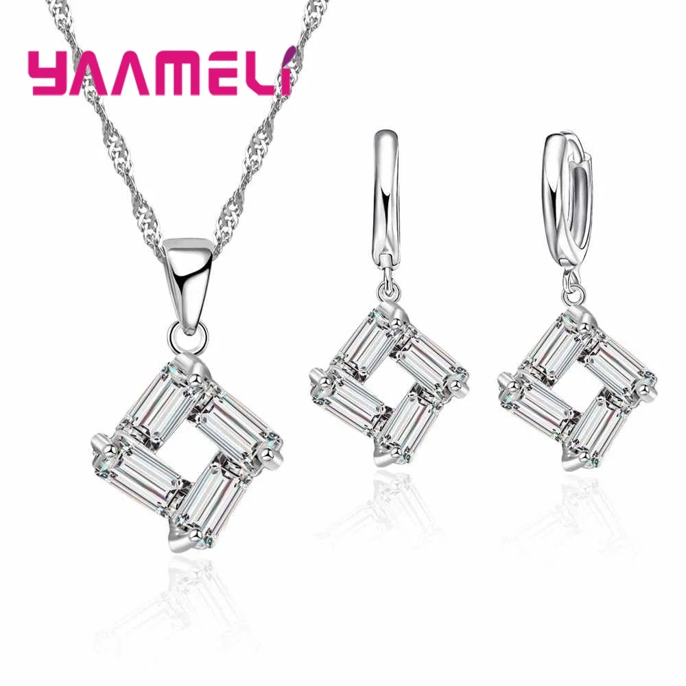 Fashion Top Quality Women Bridal Wedding Engagement Jewelry Sets With CZ Zircon Pendants Necklaces Earring Set Bijoux