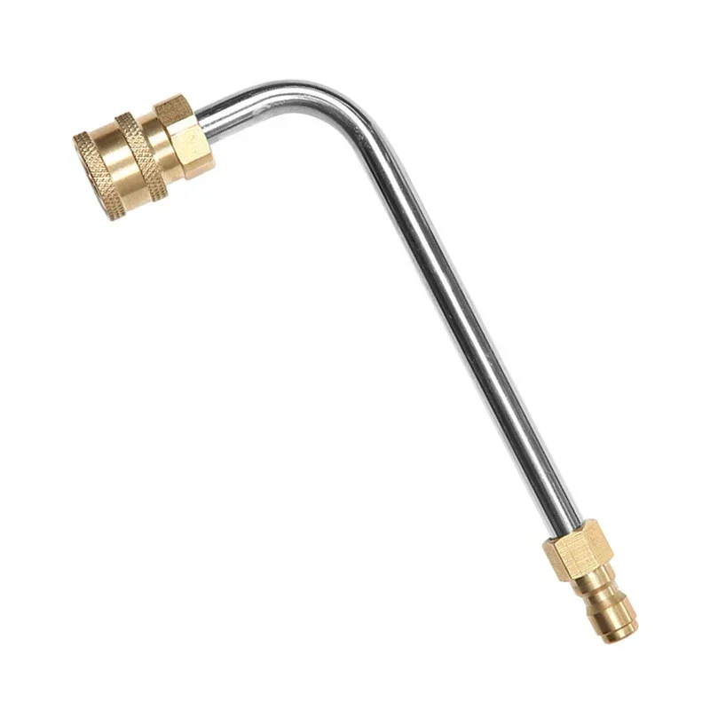 Ulepsz swoje możliwości czyszczenia dzięki przedłużeniu myjki wysokociśnieniowej o długości 17 cm i krzywiznie 90 stopni oraz 5 końcówek dysz rozpylających