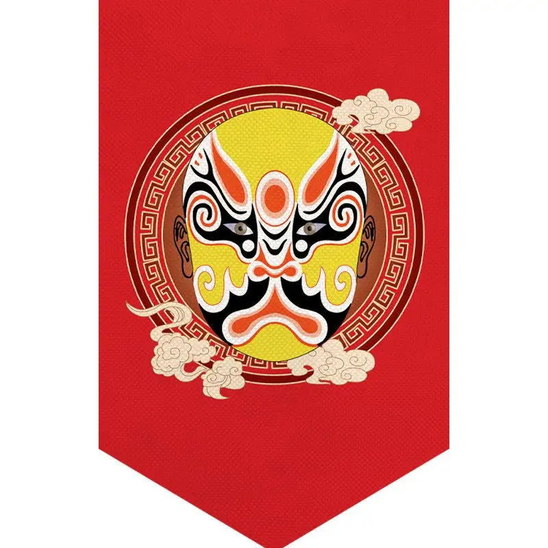 VIKAMA Retro Peking Opera Face Triangle Hanging Pennant Curtain Chinese Style Banner Restaurant Tea Shop Home Wall Decor Curtain view 2