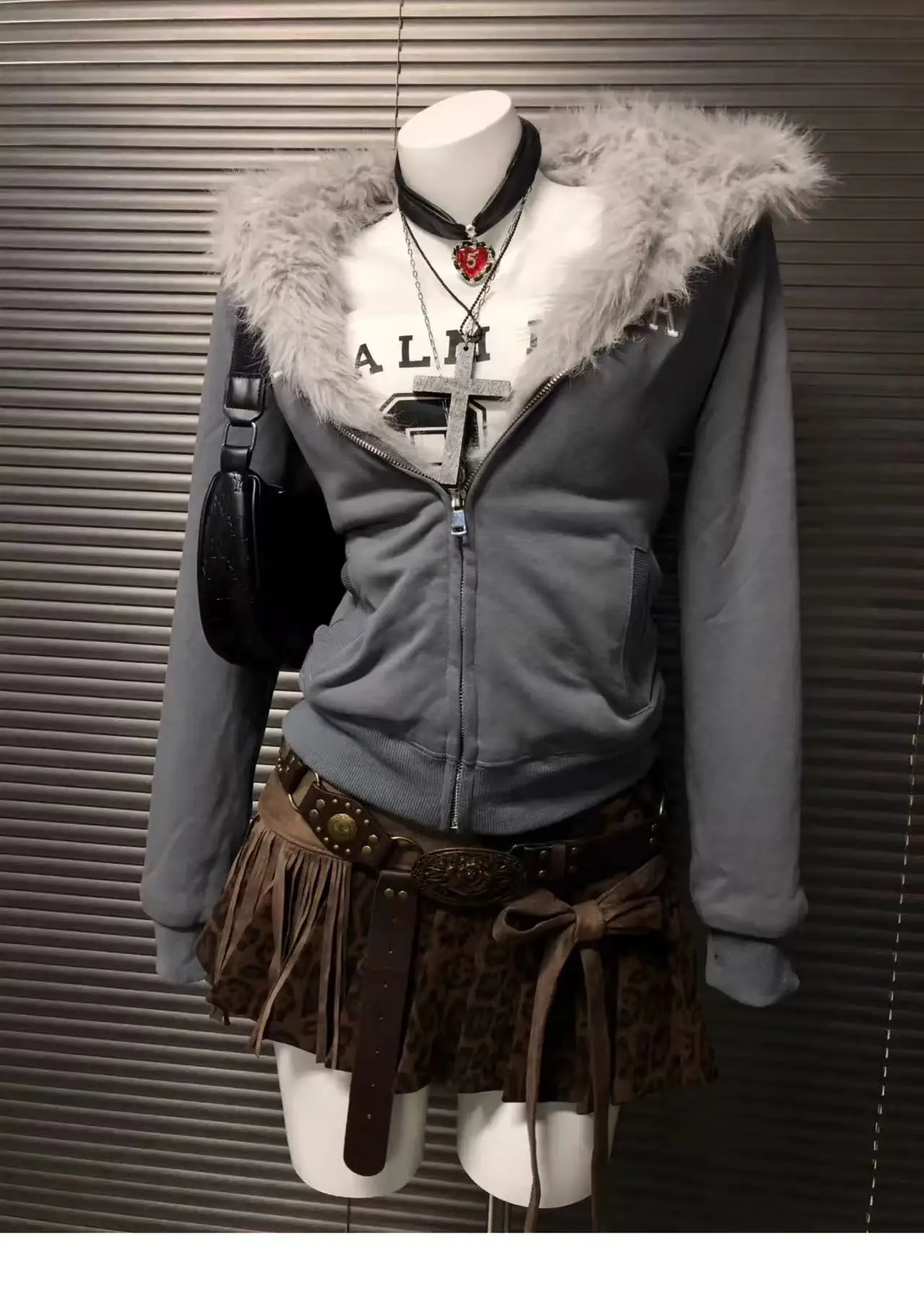 Sudadera con capucha estética con cremallera para mujer, ropa de invierno con letras ajustadas Punk de calle alta, Tops góticos de Corea de gran tamaño, sudadera Y2k