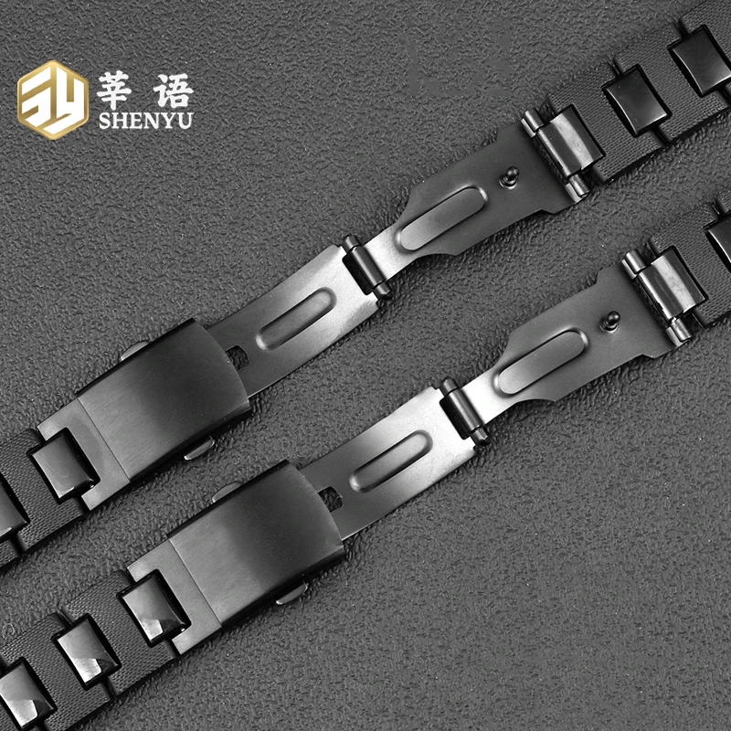 Shenyu For Casio G-SHOCK  DW5600/5610/GW-B5600 GA2100 Plastic Strap Stainless Steel Buckle  Watchband Bracelet Watch Accessories