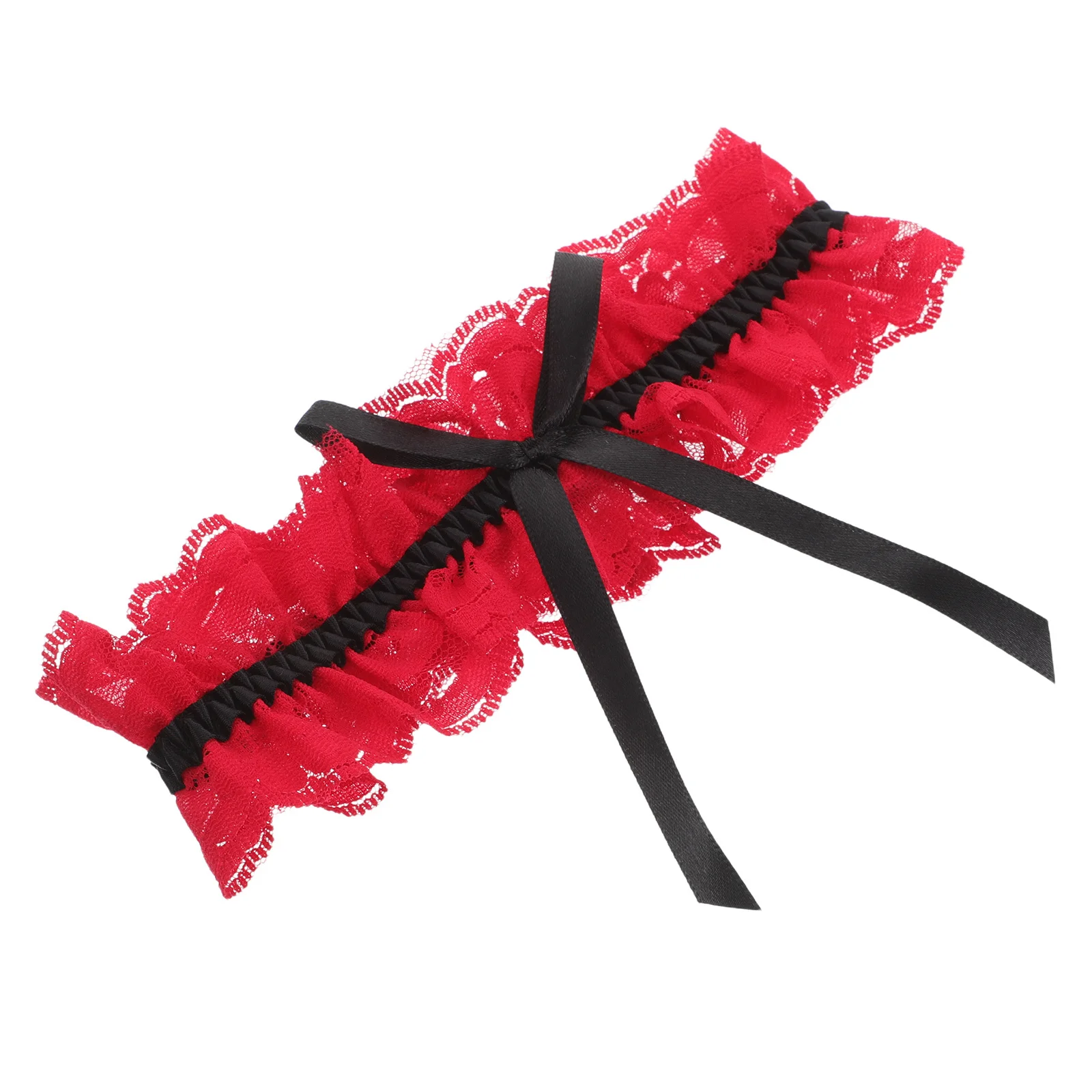 الدانتيل الأحمر الشريط الأسود Bowknot الزفاف الساق الرباط قابل للتعديل مريحة الدانتيل الزفاف الأربطة للعروس الساق الرباط