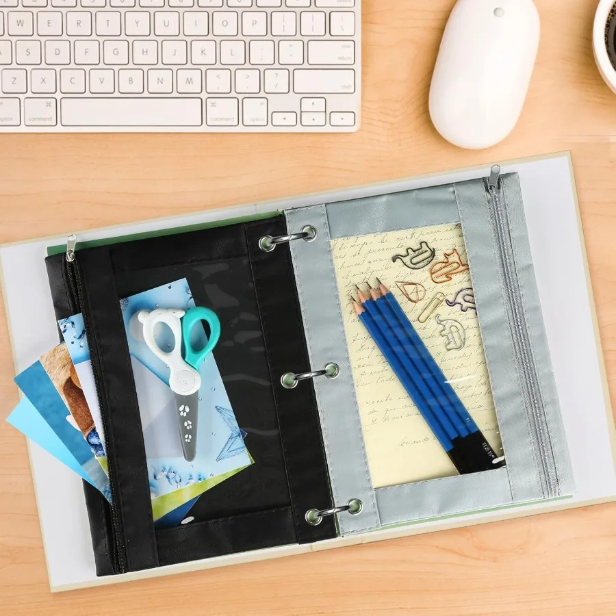 Peil Pouch for 3 Ring Binder: 3 Pack Clear Peil Pouch with Smooth Zipper Large Capacity Binder Pouch Cute School Office Organiz
