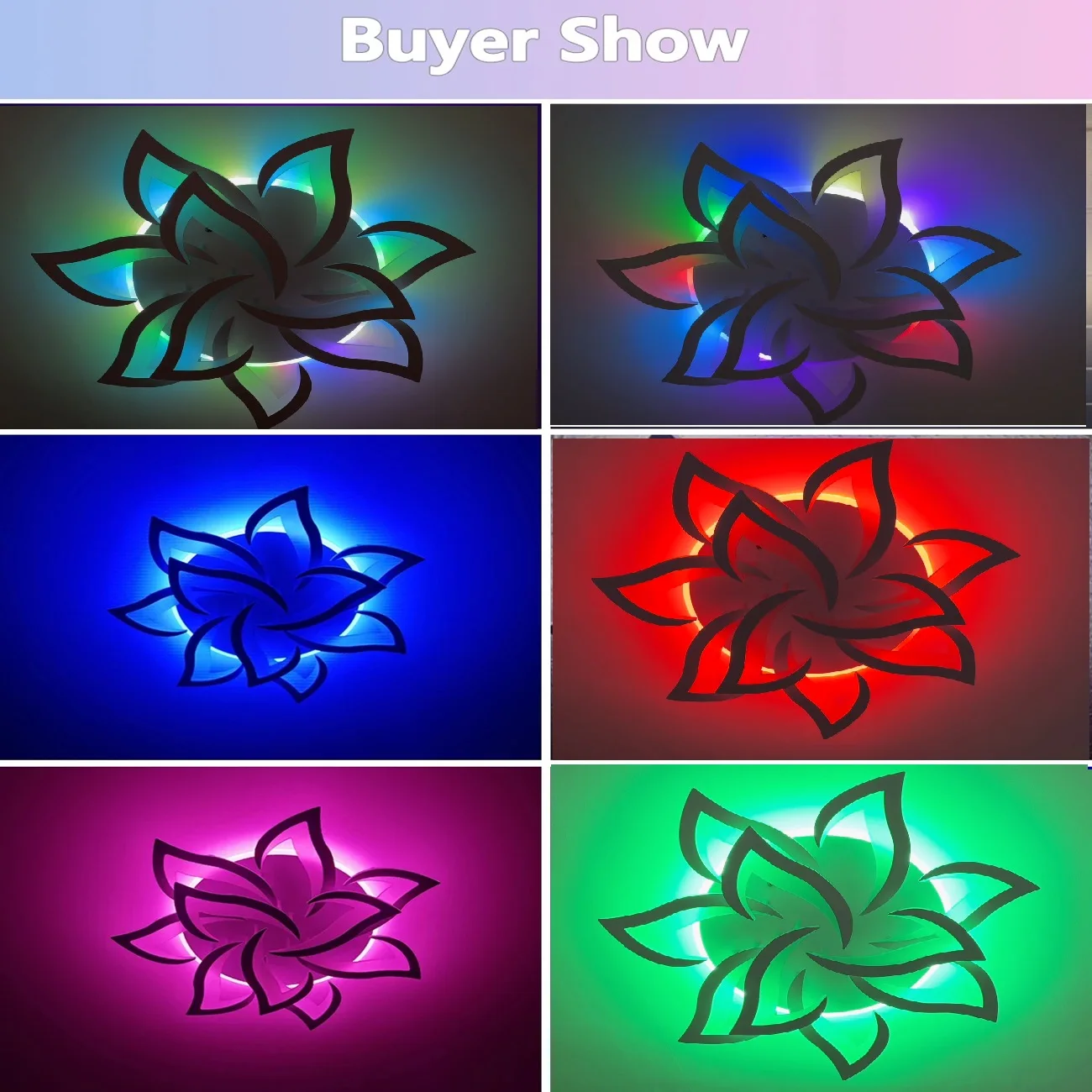 RGB الحديثة Led مصباح عكس الضوء بريق ثريا تركب بالسقف التحكم عن بعد غرفة المعيشة غرفة نوم تركيب المصابيح إضاءة زينة المنزل #4