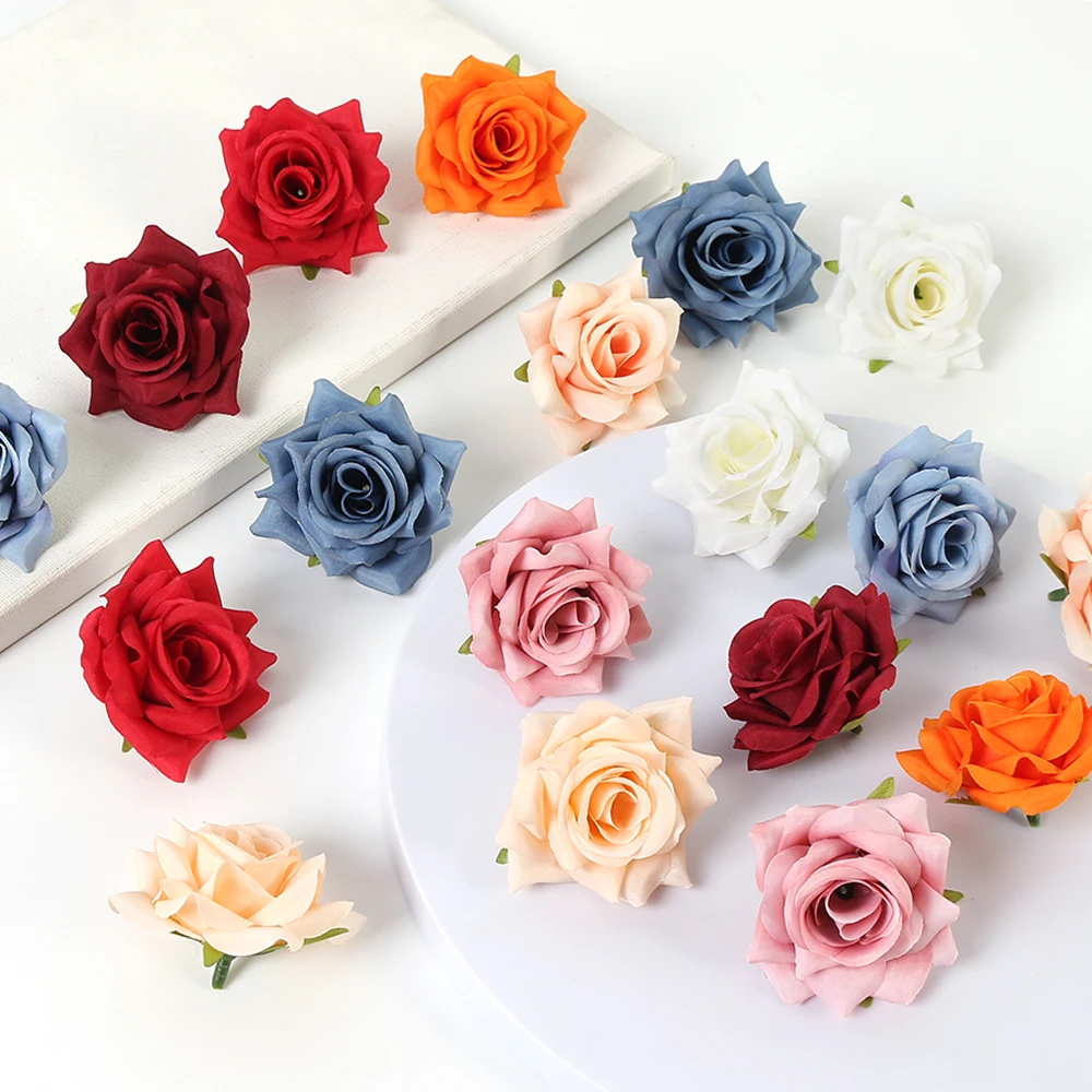 5/10Pcs 6CM Rose Artificial Flowers Fake Flowers Heads For Home Decor Marriage Wedding Decoration Craft Garland Gifts Accessory