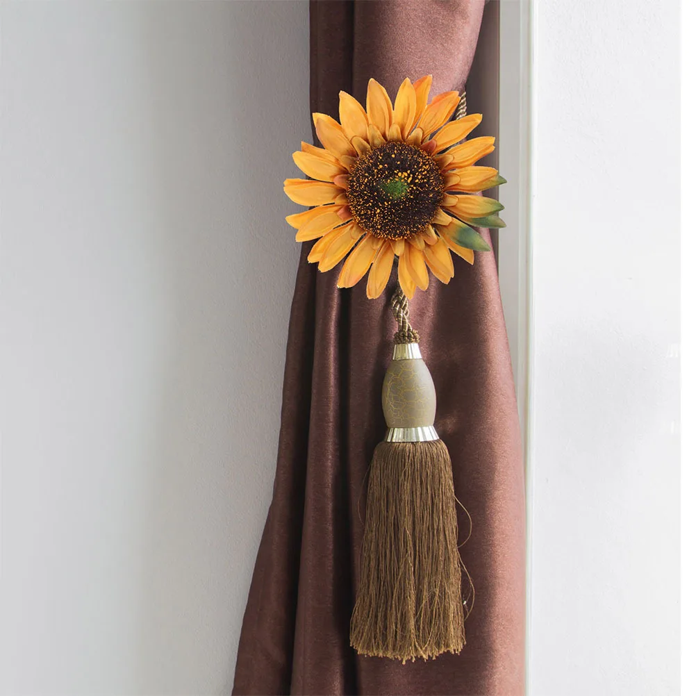 

Alipis 4Pcs Sunflower Curtain Tiebacks Decorative Holdbacks for Draperies Easy Install Clips Home Office Flower Accessories