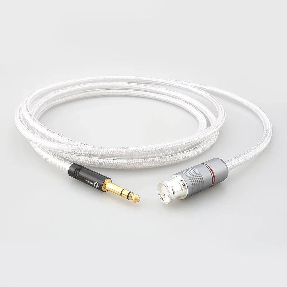 HiFi 100% Pure Solid Silver XLR 3-Pin Female to 6.35mm 1/4