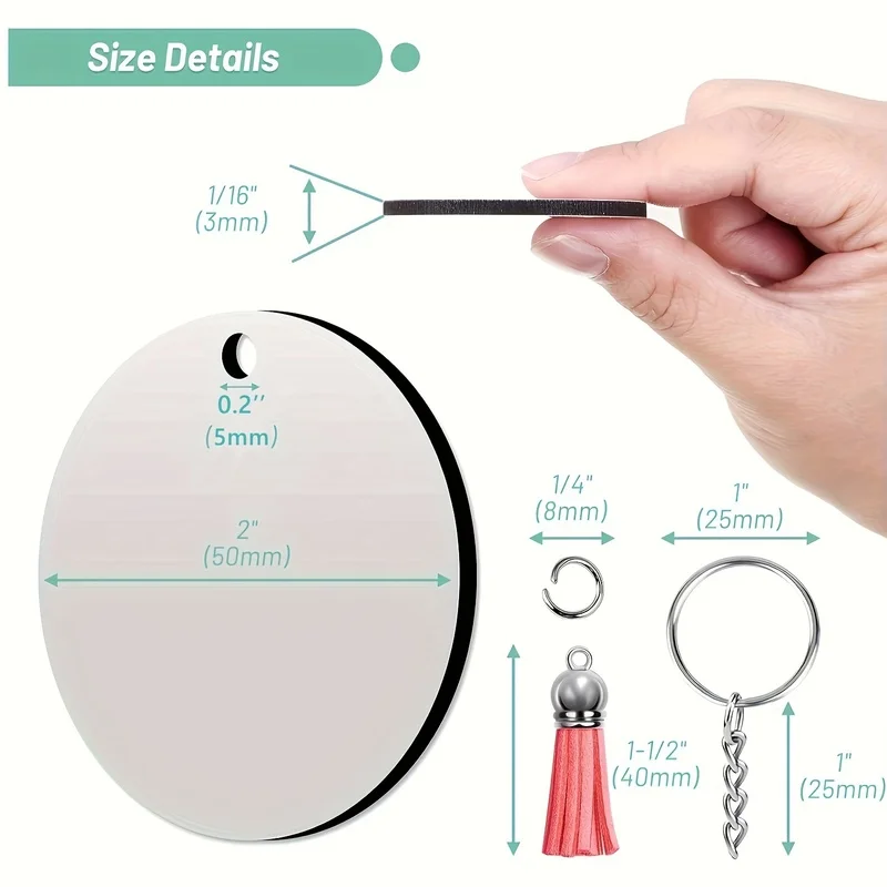 30pcs Double-Sided Round Blank with random Tassel Rings for Coaster Decoration Craft Supplies