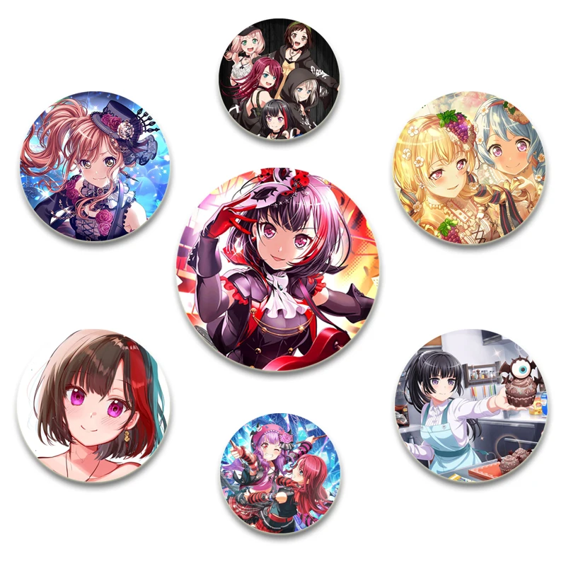 Anime BanG Dream Badge Toyama Kasumi Minato Yukina Ichigaya Arisa Pins Brooch DIY Buttons Snap-in Craft for Clothes Decoration