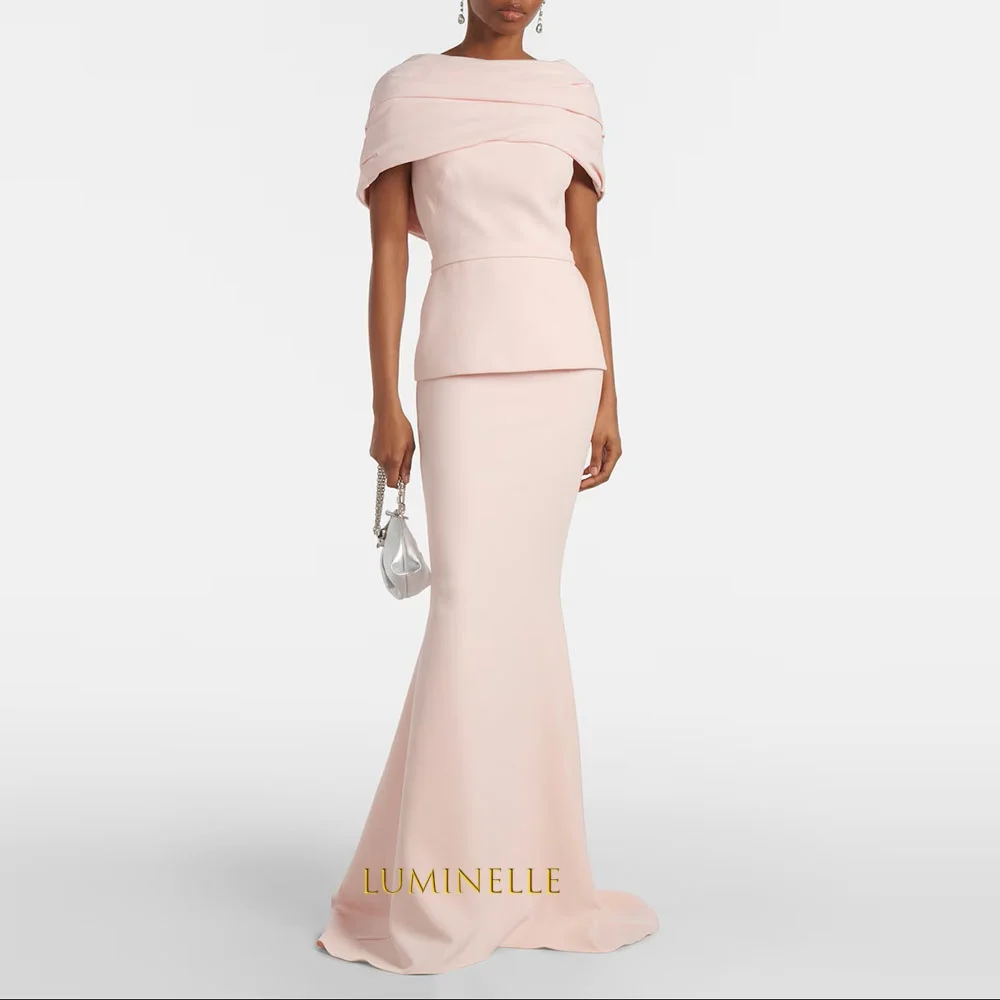 

Simple Arabian Evening Dress Customized Off The Shoulder Pleat Sweep Train Mermaid Prom Dresses Arabic Formal Party Gown