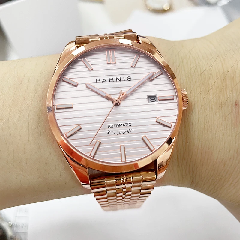 

Parnis 40mm Rose Gold Case Mechanical Automatic Men Watch Miyota 8215 Sapphire Glass Men's Sports Wristwatch reloj hombre 2024