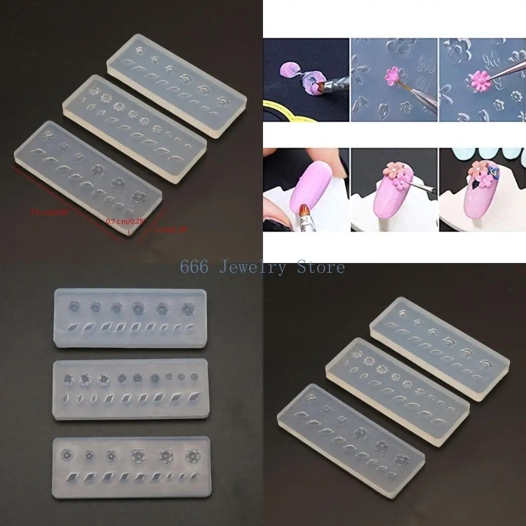 

F2TD 3 кусочки цветы акриловая плесень для ногтей цветы.