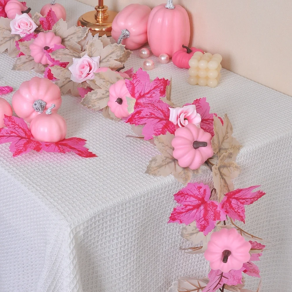 Autumn Harvest Garland 175cm with Pumpkin and Accents for Festive Home Decoration and Seasonal Mantel or Stairway Display