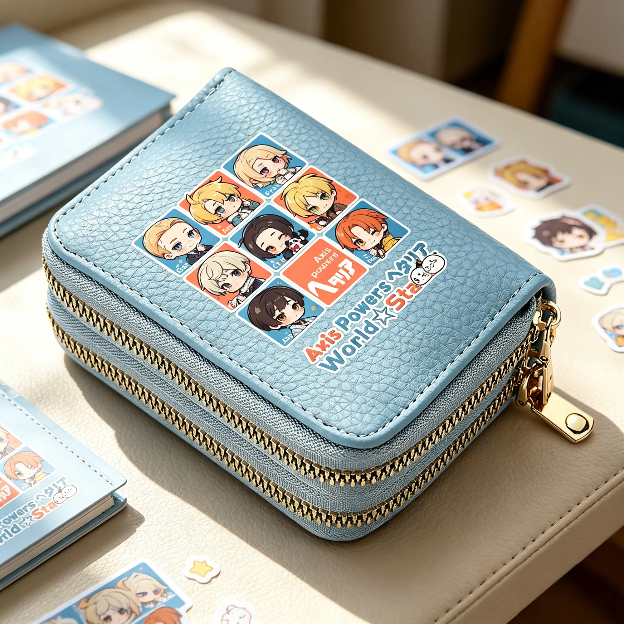 Anime Hetalia Axis Powers Girls Cute Short Zipper Wallet Cartoon Card Holders Coin Purses Small Cash Clutch Bags Money Pocket