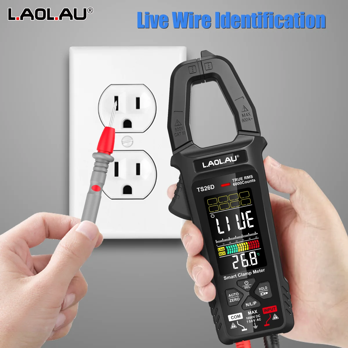 Digitales Zangenmultimeter TS-26A/26D Strom Spannung NCV Auto-Bereichswahl Widerstand Kapazität Temperatur Typ-C Wiederaufladbarer Amperemeter – Detail 4