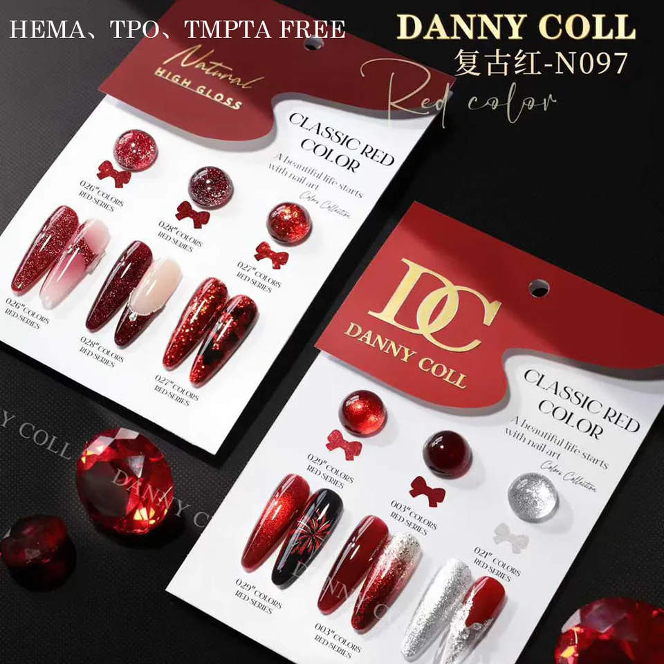 Set de esmalte de uñas rojo gel para otoño/invierno con tarjeta de colores, kit de esmalte ojo de gato UV LED, barniz para manicura 15ml 4