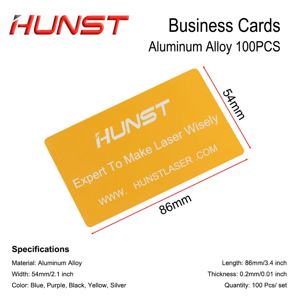 100pcs/Lot Multicolor Business Card Smooth Blank Name Cards Aluminium Alloy Metal Sheet Debugging Laser Engraved Marking Machine