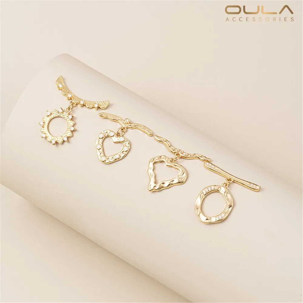 

1pcs 14K Gold-plated Color Zirconium-inlaid Heart-shaped OT Clasp Accessory, Diy Bracelet, Necklace Connecting Clasp, Lap Clasp